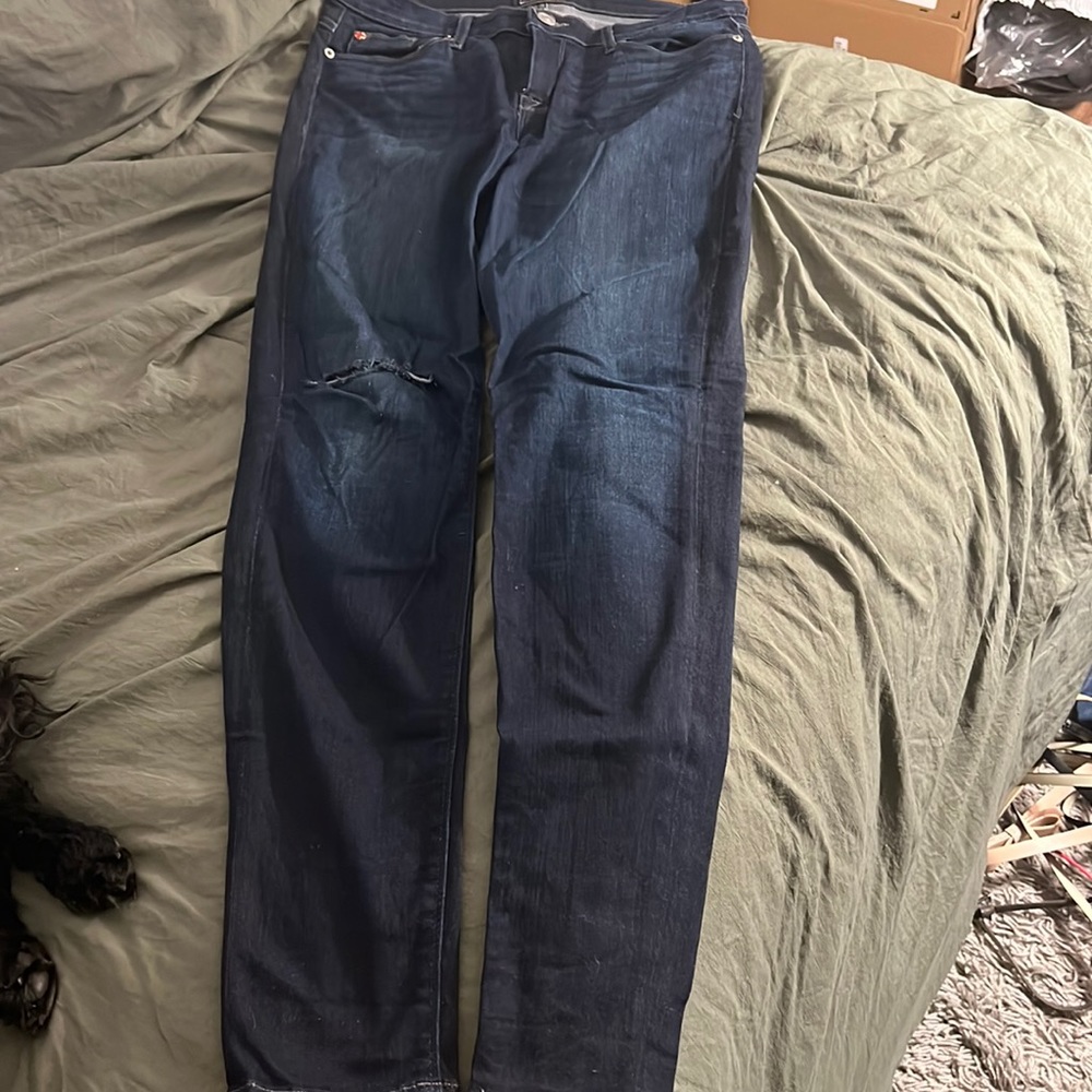 Hudson Nico midrise super skinny size 29 moderate wear rip in knee